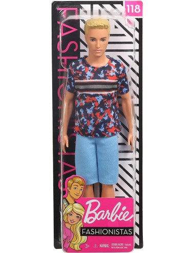 Barbie Fashionistas - Bambola Ken T-Shirt e Shorts 118 MATDWK44/FXL65 Mattel | Futurartshop.com