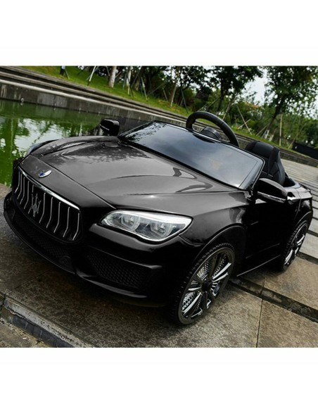 Electric car Maserati Ghibli black 12V with leather seat LAMLT880/NERA Linea Paggio | Futurartshop.com