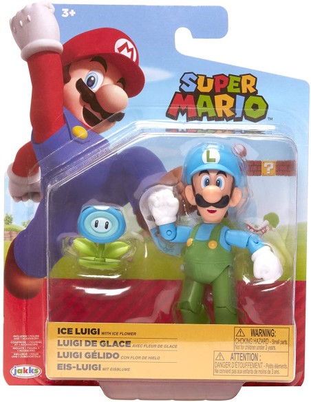 Super Mario - Personaggio Ice Luigi con Ice flower JAK40310 Jakks Pacific | Futurartshop.com
