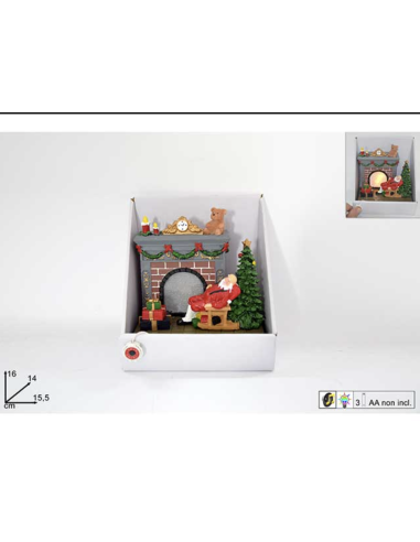 Caminetto con babbo natale musica e luci DUEDF64701 Futurart | Futurartshop.com