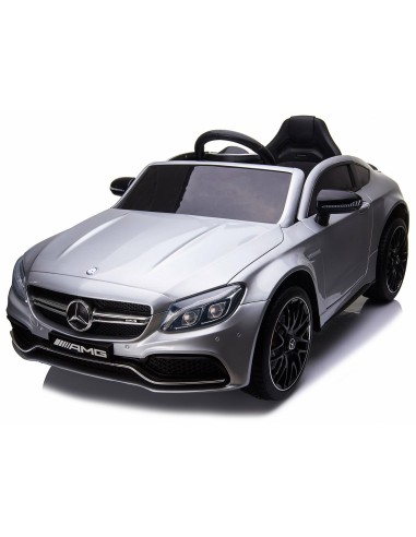 Auto elettrica per bambini Mercedes-Benz AMG C63 S coupé argento metallizzato 12V LAMLT896SILVER Linea Paggio | Futurartshop.com