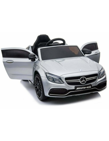 Auto elettrica per bambini Mercedes-Benz AMG C63 S coupé argento metallizzato 12V LAMLT896SILVER Linea Paggio | Futurartshop.com