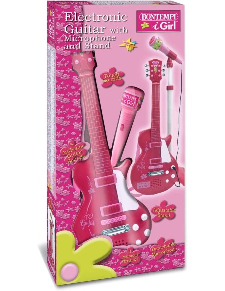 Chitarra Rock Rosa per Bambini con Microfono da Palco BIM245872 Bontempi | Futurartshop.com