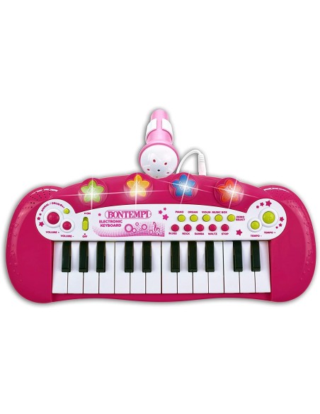 Tastiera Elettronica Rosa per Bambini 24 Tasti con Microfono BIM122971 Bontempi | Futurartshop.com