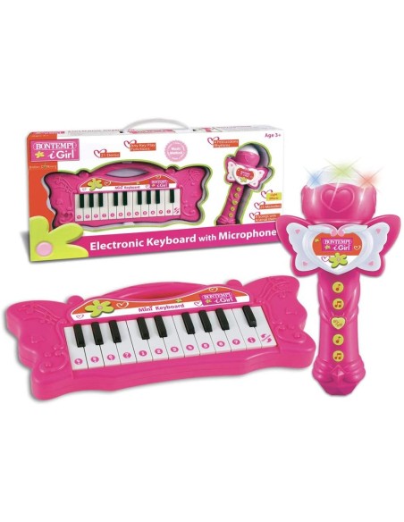 Keyboard Pink for Children 22 keys, and Karaoke Microphone BIM602171 Bontempi | Futurartshop.com