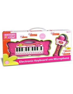 Tastatur in Rosa für Kinder 22 tasten und Mikrofon Karaoke BIM602171 Bontempi- Futurartshop.com