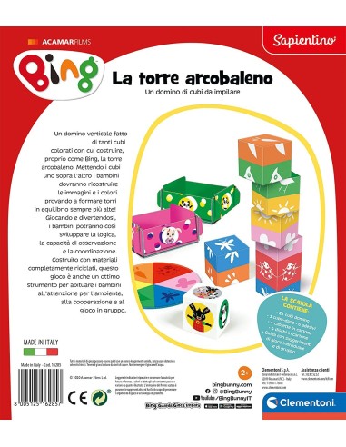 Bing - The tower, the rainbow - Domino colored cubes to stack CLE16285 Clementoni | Futurartshop.com