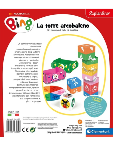 Bing - The tower, the rainbow - Domino colored cubes to stack CLE16285 Clementoni | Futurartshop.com