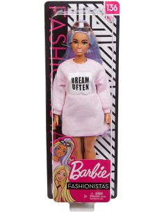 Barbie Fashionistas - Muñeca con Vestido de color rosa y de impresión 136 FBR37/GHW52 Mattel- Futurartshop.com