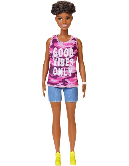 Barbie Fashionistas - Bambola mulatta con Canotta camo 128 TOYFBR37/GHP98 Mattel | Futurartshop.com
