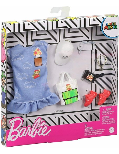 Barbie Abito azzurro tema Super Mario TOYGJG28/GJG48 Mattel | Futurartshop.com
