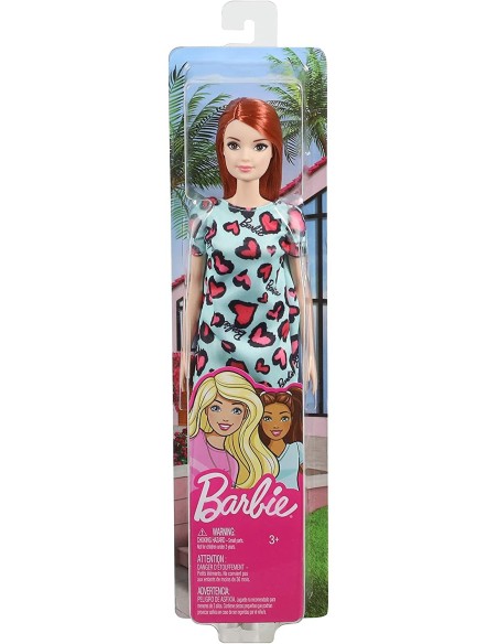 Barbie Bambola Base Abito verde acqua stampa cuori TOYT7439/GHW48 Mattel | Futurartshop.com