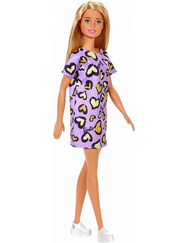 Barbie Bambola Base Abito lilla con stampa cuori TOYT7439/GHW49 Mattel | Futurartshop.com