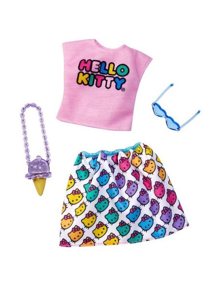 Barbie Completo Hello Kitty Gonna bianca e T-Shirt rosa TOYFKR66/FXK82 Mattel | Futurartshop.com