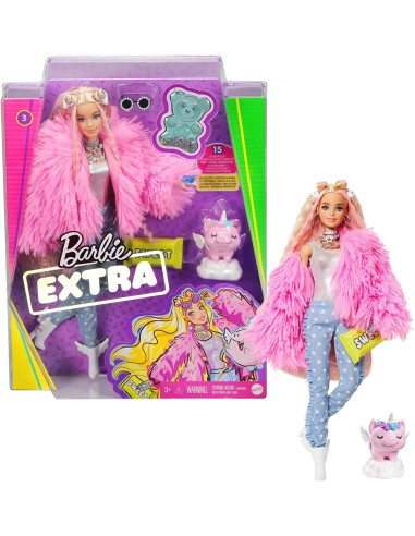 Barbie dolls Extra Doll with pink fur MAGGRN28 Mattel | Futurartshop.com