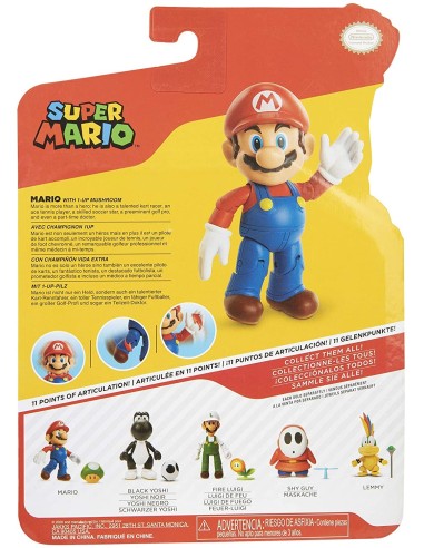 Super Mario - Personaggio Mario con 1-up fungo JAK40675 Jakks Pacific | Futurartshop.com