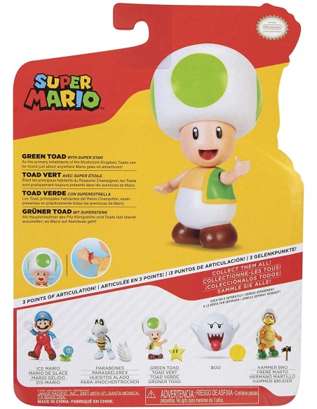 Super Mario - Personaggio Green toad con super star JAK40679 Jakks Pacific | Futurartshop.com