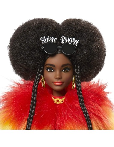 Barbie Extra Doll mulatto woman with black hair and fur MAGGVR04 Mattel | Futurartshop.com