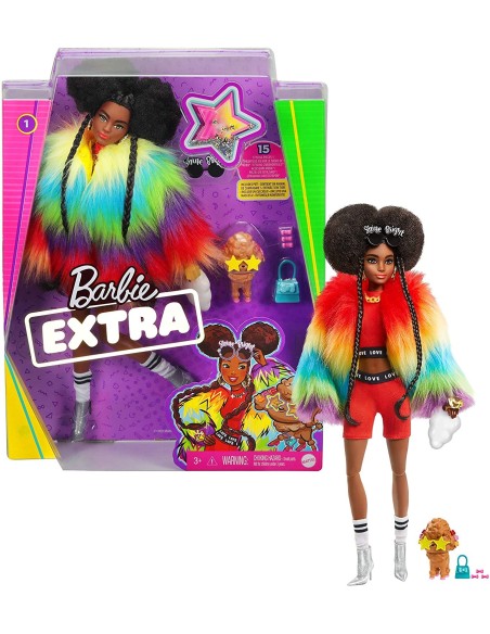 Barbie Extra Doll mulatto woman with black hair and fur MAGGVR04 Mattel | Futurartshop.com