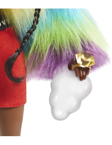 Barbie Extra Doll mulatto woman with black hair and fur MAGGVR04 Mattel | Futurartshop.com