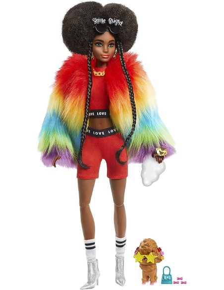 Barbie Extra Doll mulatto woman with black hair and fur MAGGVR04 Mattel | Futurartshop.com