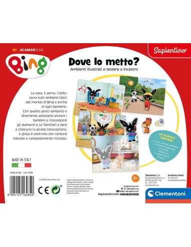 Bing dove lo metto? ambienti illustrati e tessere a incastro CLE16284 Clementoni | Futurartshop.com