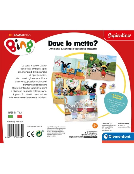 Bing dove lo metto? ambienti illustrati e tessere a incastro CLE16284 Clementoni | Futurartshop.com