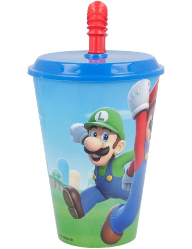 Super Mario glass with a straw 430 ml RTIST21430 Futurart | Futurartshop.com