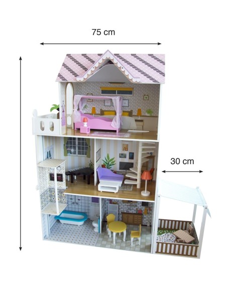 Casa delle bambole in legno con accessori ODG626 Futurart | Futurartshop.com