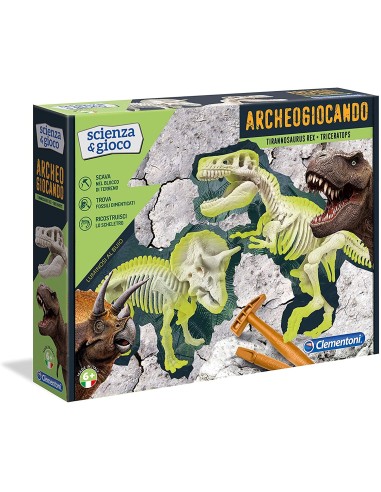 Science and Archeogame playing T-rex and Triceratops CLE13984 Clementoni | Futurartshop.com