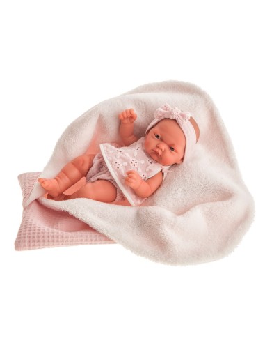 Reborn Pitu doll with pink embroidered dress KRE40079 Antonio Juan | Futurartshop.com