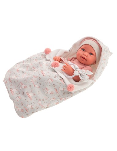 Baby doll Reborn pipe with bag gray print rabbits KRE50159 Antonio Juan | Futurartshop.com
