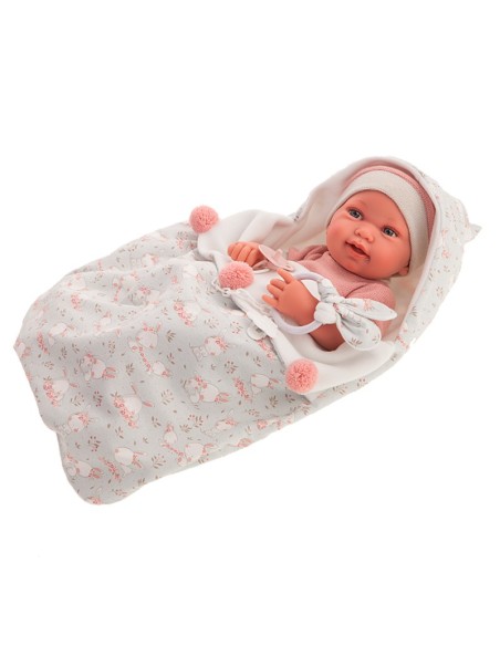 Baby doll Reborn pipe with bag gray print rabbits KRE50159 Antonio Juan | Futurartshop.com