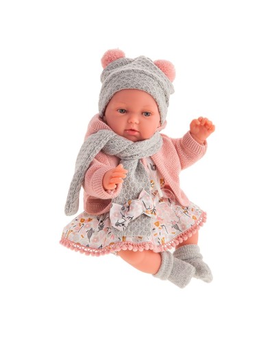 Bambolotto Reborn Bufanda con vestitino fiori KRE17194 Antonio Juan | Futurartshop.com