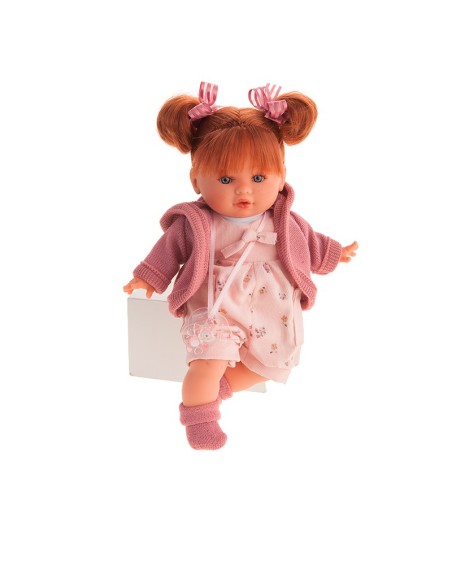 Reborn baby doll with red hair and pink flower onesie KRE13144 Antonio Juan | Futurartshop.com