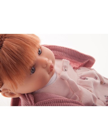Reborn baby doll with red hair and pink flower onesie KRE13144 Antonio Juan | Futurartshop.com