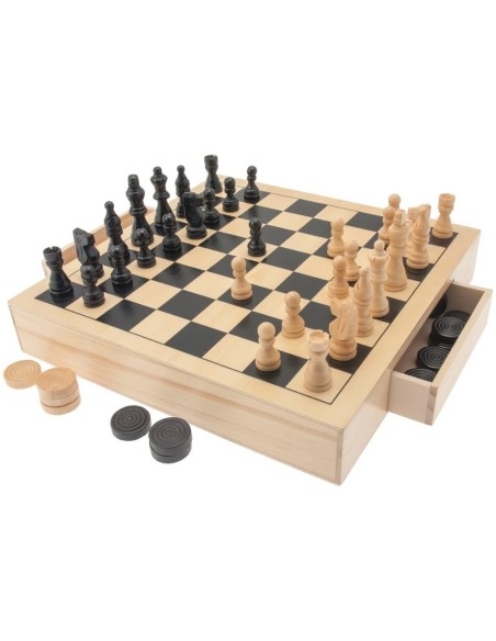 Dama Scacchi e tria in legno GRAGG-95001 Teorema | Futurartshop.com