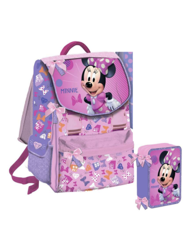 Disney Minnie school pack backpack plus pouch 3 zip pink CRG219030-2 Futurart | Futurartshop.com