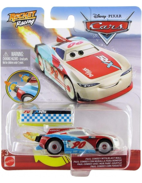 Cars XRS Roket Racing Veicolo Paul Conrev con Blast wall GBLGKB87/GKB94 Mattel | Futurartshop.com