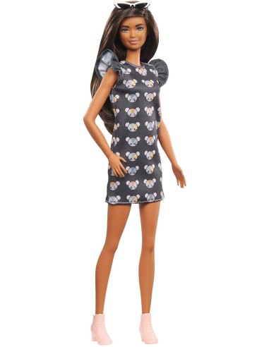 Barbie Fashionistas black dress with Mouse print 140 TOYFBR37/GHW54 Mattel | Futurartshop.com