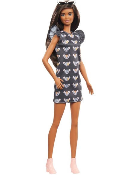 Barbie Fashionistas black dress with Mouse print 140 TOYFBR37/GHW54 Mattel | Futurartshop.com