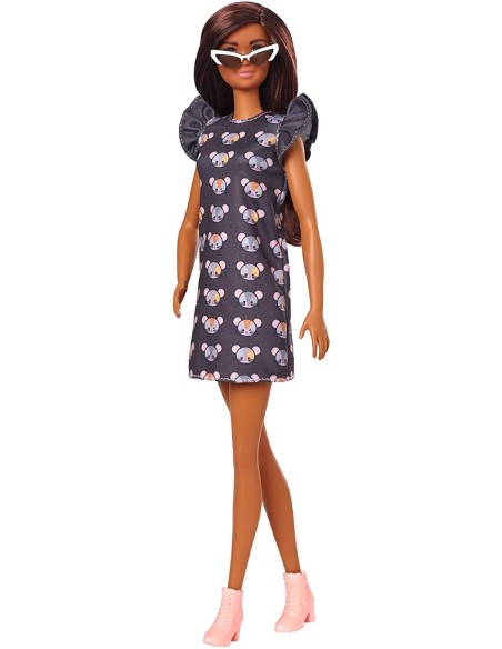 Barbie Fashionistas black dress with Mouse print 140 TOYFBR37/GHW54 Mattel | Futurartshop.com