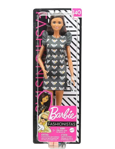 Barbie Fashionistas black dress with Mouse print 140 TOYFBR37/GHW54 Mattel | Futurartshop.com