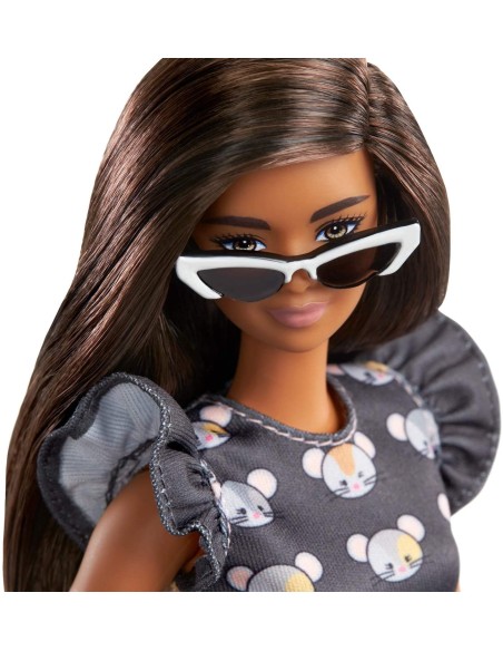 Barbie Fashionistas black dress with Mouse print 140 TOYFBR37/GHW54 Mattel | Futurartshop.com