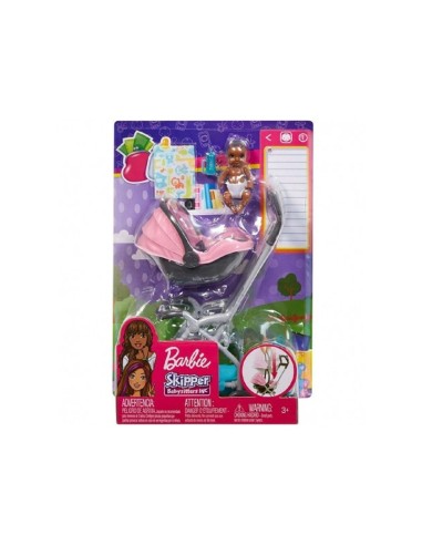 Barbie Skiper BabySitter Bebe mulatto con carrozzino rosa MATFXG94/FXG95 Mattel | Futurartshop.com