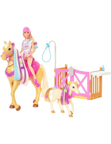 Barbie New Ranch Playset con bambola e 2 cavalli MATGXV77 Mattel | Futurartshop.com