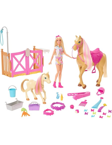 Barbie New Ranch Playset con bambola e 2 cavalli MATGXV77 Mattel | Futurartshop.com