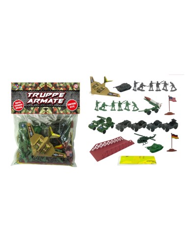 Busta Soldatini 61 pezzi con veicoli e scenario TOY27192 Toys Garden | Futurartshop.com