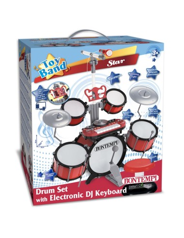 Batteria con tastiera elettronica DJ microfono e sgabello BON52 4200 Bontempi | Futurartshop.com