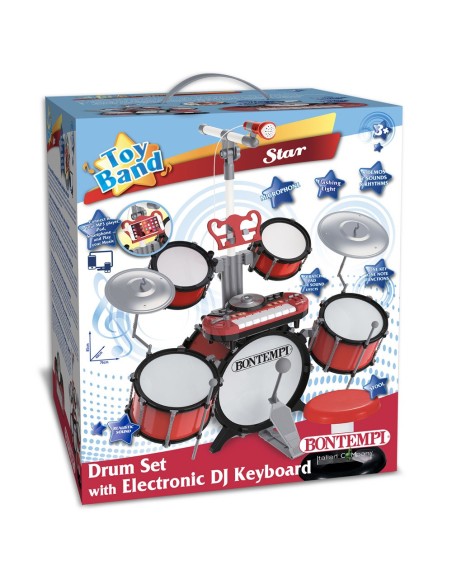 Batteria con tastiera elettronica DJ microfono e sgabello BON52 4200 Bontempi | Futurartshop.com